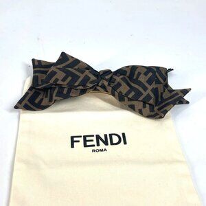 FENDI Logo Zucca hair accessory Barrette silk Brown